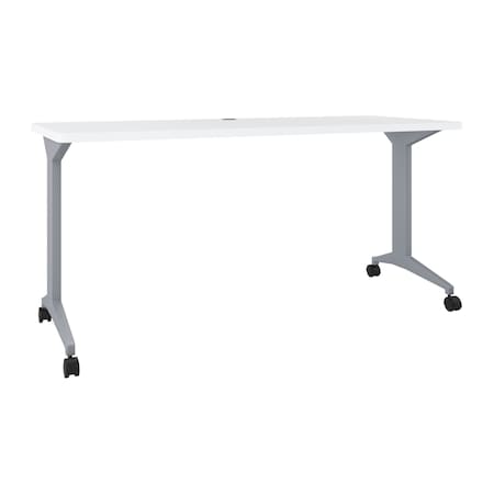 Hirsh Commercial Desks, 60 in W, 28.75 in H, Steel, Laminate Top, Arctic Silver / White 24373